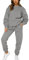 amropi Trainingsanzug Damen Pullover Sweatshirt und Jogginghose Warm Vlies Kleidungsset (Grau,S)