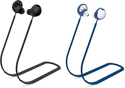 Anti-Lost-Gurt für Galaxy Buds 2 Pro (2022): AIYAAIYA Sports Soft Silicone Lanyard Zubehör Kompatibel mit Samsung Galaxy Buds Pro 2 Wireless Bluetooth Earbuds Neck Rope (Schwarz+Blau)…