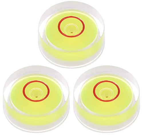 sourcing map 3Stk 15x6mm Rund Blasen Wasserwaage Mini Kreisförmig Zielscheibe Wasserwaagen für Nivellierung Kamera Stativ Teleskop Werkstatt Drehteller Bilder Rahmen Gelb