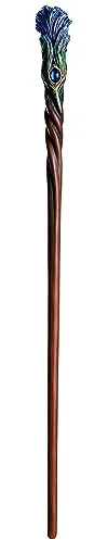 Veronese Design 14 Inch Sapphire Plume Peacock Magic Wand Resin Collectible Hand Painted Wizard Prop