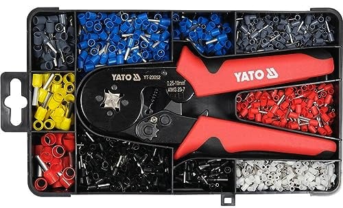 YATO YT-23052 Ratschen-Vierkanthülsen-Crimpzangen-Set, 1201 Stück, 0,25–10 mm²