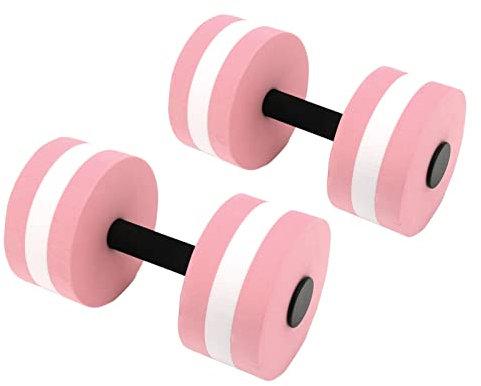 MISNODE Lot de 2 Haltères Flottants en EVA, Haltères en Mousse à Eau pour Exercices de Yoga, Haltères en Mousse pour Exercices D'aérobic Aquatique, Outil de Fitness pour Hommes, Femmes,(Rose)