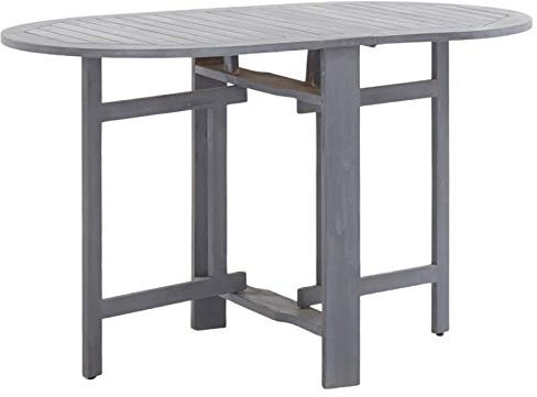 BaraSh Klappbarer Gartentisch Grau 120 x 70 x 74 cm Gartentisch Balkontisch Klappbar Campingtisch Outdoor BalkonstüHle Gartentisch Klappbar Wetterfest Akazienholz Massiv