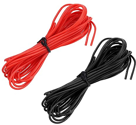 sourcing map 24AWG Elektrischer Draht Kabel 3 Meter Litzendraht Silikon Verzinnte Kupferdrahtspule je 0,2 mm² Solid Elektronik Wire für DIY RC-Modell Lampen Haushaltsgeräte, Schwarz,Rot