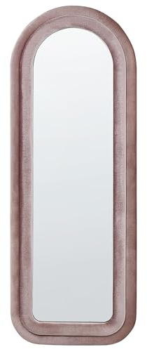 Beliani Specchio da parete moderno decorativo appeso 60 x 160 cm Telaio in MDF Forma irregolare Rosa