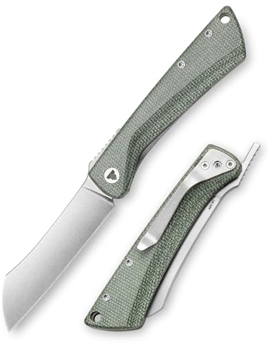 TRIVISA Higonokami Messer,Klappbares Taschenmesser für Männer,3.3 14C28N Stonewash Camping EDC Messer mit Clip,Micarta Griff,Norma-04G
