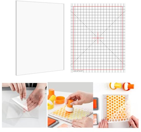 OTCRAFT 3-teiliges Set, 16,5 x 21,6 cm, vielseitig verwendbare, rutschfeste Klebematten, passend für Stempelpositionierungswerkzeug-Set, Photopolymer-Griffmatte mit gedruckten Anleitungen in