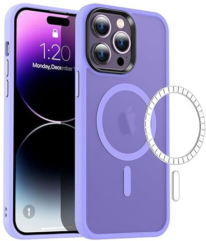 miyonsin Magnetica Cover per iPhone 12, Custodia con Mag-Safe,Traslucida Texture Opaca, Flessibile e Anti-Impronta,Retro Resistente ai Graffi, TPU Bumper Antiurto Sottile Protettiva Case, Lilla