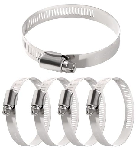 YIXISI 5 PCS 52-76 mm Hose Clips, 304 Stainless Steel Hose Clips, Adjustable Hose Clamps, Jubilee Clip, for Hose Pipe Tube