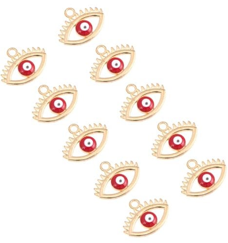 Anneome 10pcs Devil's Eye Pendant Charm Braclets Rhinestone Eye Pendants Evil Eye Charm Decorative Beads Eye Charms Blue Evil Eye Decor Nail Jewels Necklace Jewelry Making Charms Red Alloy