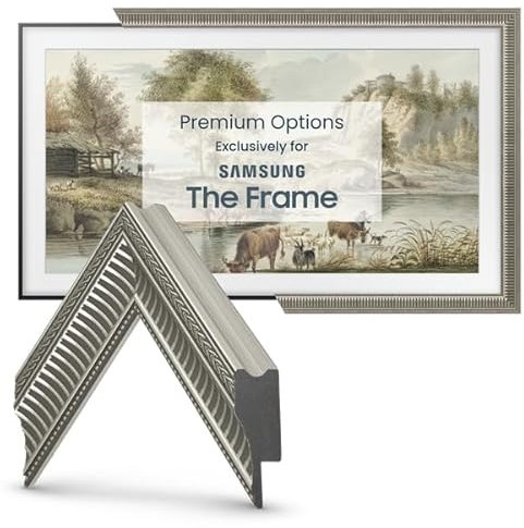 Frame My TV Deco TV-Rahmen – Empire Silver Slim Frame kompatibel nur mit Samsung The Frame TV (3 Zoll, Chip-Farbe)