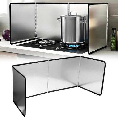 4 Sided Grease Splatter Guard Stainless Steel Foldable Oil Splash Guard Oil Splatter Screen Board Oil Barrier Backsplash Guard for Stove Wall Gas Range Frying Pan Camping 30 * 12 inches