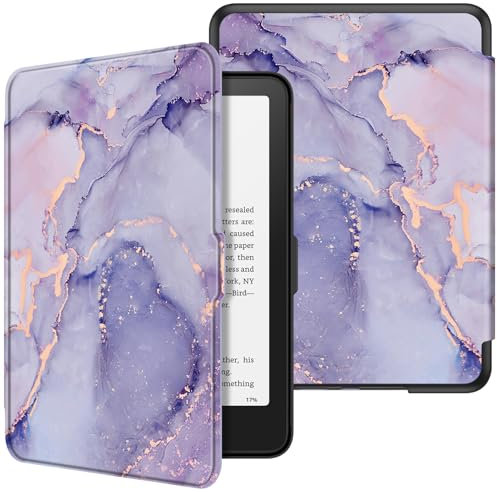 Fintie Hülle für 7 Kindle Paperwhite(12. Generation) - 2025/2024, Leichte Schutzhülle Case mit Auto Sleep/Wake für Kindle Colorsoft/Paperwhite Signature Edition, Lila Marmor