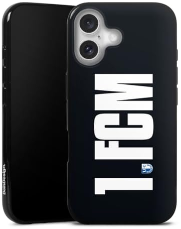 Silikon Hülle kompatibel mit Apple iPhone 16 Case schwarz Handyhülle 1. FCM Offizielles Lizenzprodukt 1. FC Magdeburg