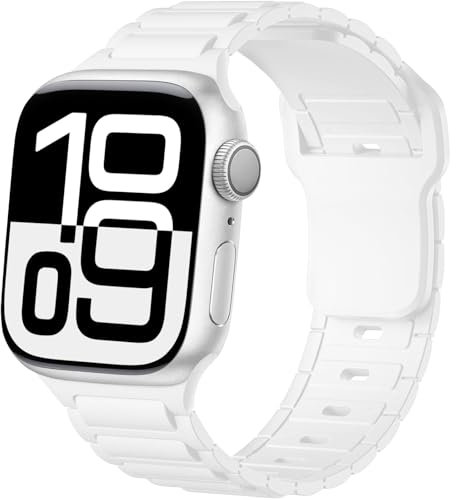ALFARAY Silikon Armband Kompatibel mit Apple Watch 10 Armband 46mm 45mm 44mm 49mm 42mm für Herren Damen - Alpine Ocean Sportarmband für iWatch Series 10 9 8 7 SE 6 5 4 3 2 1 Ultra 2 1 - Weiß
