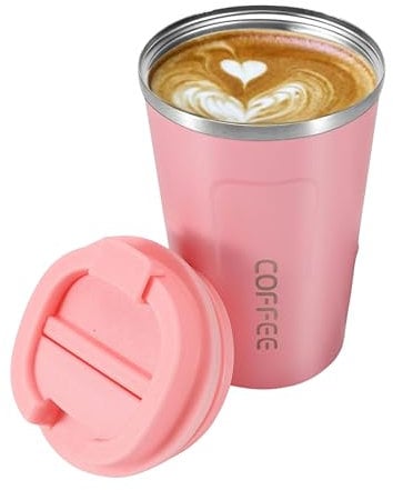 Artlive Coffee Cup, Reusable, Insulated & Double Wall Travel Mug - Travel Cup Thermal Stainless Steel Eco-Friendly with Lid - Hot & Cold Coffee Mug (Pink, 510 ml)