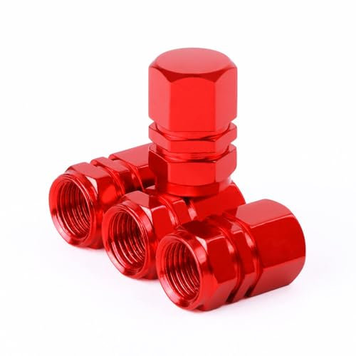 MBBROS 4pcs Ventilkappen Auto für Nissan Qashqai Ⅲ J12 2021 2022 2023 2024-pr, Universell 16X10MM Teile Ventil Stem Caps Reifenventilkappen Autoventil Kappe Zubehör,C Red
