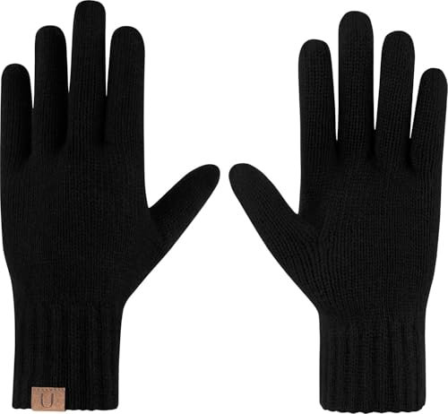 normani Merino Winterhandschuhe Thermohandschuhe Warme Strickhandschuhe mit Fleecefutter für Herren und Damen One Size Farbe Schwarz2