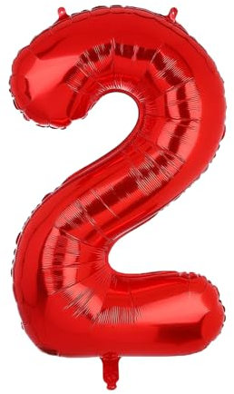 Geburtstags-Zahlenballons XXL-Riesen-Folienballons 40 Zoll – 101 cm Luftballons Geburtstag Jungen Mädchen Babyparty Geburtstagsdekorationen Jubiläumsparty-Dekorationen (Rot, 2)