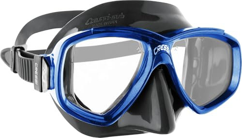 CRESSI Perla Mask Black/Blue - Einzelne Maske zum Tauchen und Schnorcheln, Schwarz/Blau, Einheitsgröße, Erwachsene