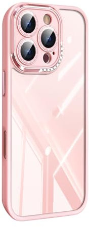 HAMEXLN Rosa,16 Plus, Cover per iPhone 16 PRO Max/16 Pro/16 Plus/16, Ultra Sottile Custodia Trasparente Fotocamera Protezione Antiscivolo Guscio