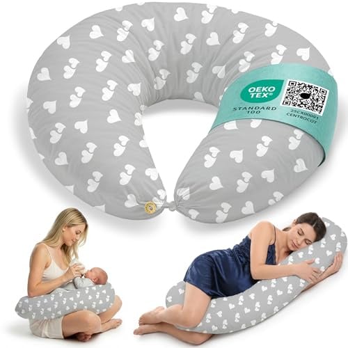 Stillkissen Schwangerschaftskissen XXL 200x70cm Lagerungskissen für Baby/Erwachsene Kissen für Schwangere Seitenschläferkissen mit Bezug aus Baumwolle Ergonomisch & Multifunktional 100% Waschbar