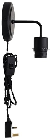 Toby - Black Plug in Wall Light Fitting Glass Not Included