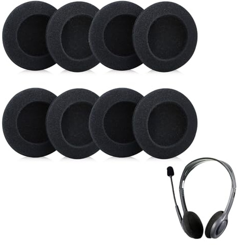 QYHON 8xOhrpolster 60mm für Logitech 960 Headset, Ersatzpolster Schaumstoff | Passend für Logitech 960 Kopfhörer, Ohrpolster Ersatz, Kopfhörer Polster Set 8 Stück, langlebiger Logitech 960 Schaumstoffr