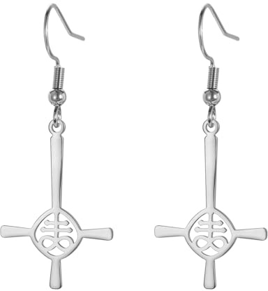 Umgekehrte Kreuz-Ohrringe für Frauen Kirche Satans Umgekehrte Kreuz-Ohrringe Gothic Satanic Leviathan Religiöser Schmuck Pentagramm-Amulett Geschenk