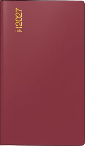 rido/idé 7012212297 Taschenkalender Mod. TM 17/contacter 2027 A6 quer, Kunststoff, bordeaux
