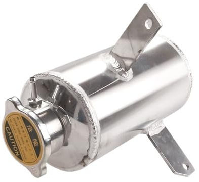Radiador Automático Tanque de expansión de agua refrigerante de aluminio universal de 1,5 l, cabezal plateado