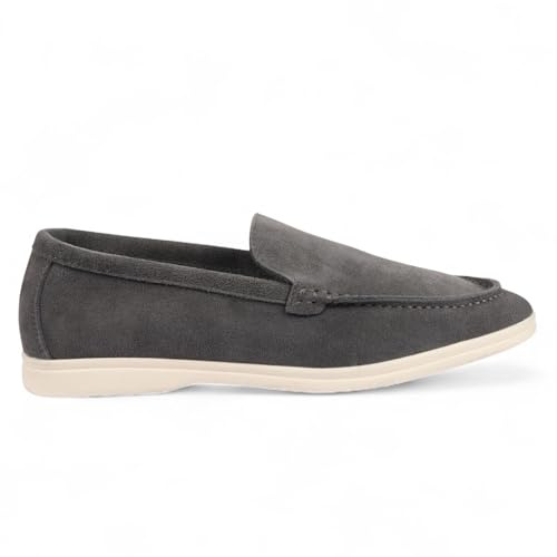 Infinity Leather Dolcetto Herren-Slipper, robust und grau, mit gepolsterter Innensohle