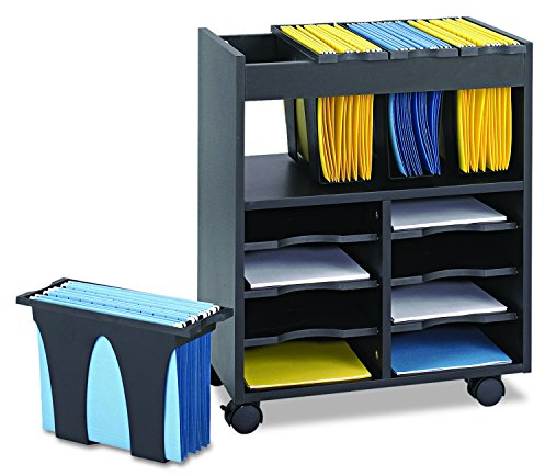 Safco Products 5390BL Go-Cart Mobilwagen mit Briefgröße Wannen und Fächern, schwarz