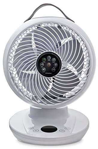 Schallen White Oscillating Small Quiet Silent Air Cooling Table Desktop Circulator Fan with LCD Display & Remote Control