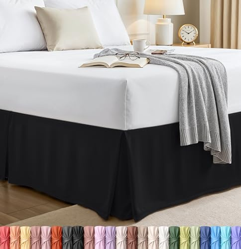 Utopia Bedding Twin Bed Skirt - Soft Quadruple Pleated Ruffle - Easy Fit with 15 Inch Tailored Drop - Hotel Quality, Shrinkage and Fade Resistant (Twin, Black)