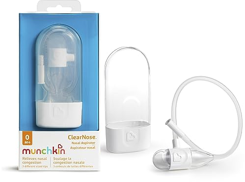 Munchkin® ClearNose™ Baby Nasal Aspirator - No Filters Needed, Gentle Nose Sucker for Baby Snot, Clear/White