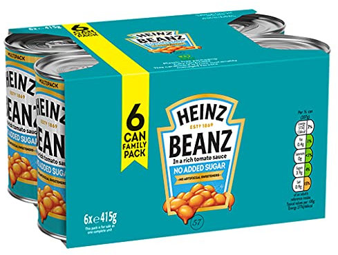 Heinz No Added Sugar Baked Beanz, 6 x 415 g