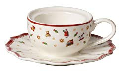 Villeroy und Boch Toy's Delight Decoration Teelichthalter Kaffeetasse, Teelichthalter in Kaffeetassenform, Premium Porzellan, weiß, rot, 9,8 x 9,8 x 4 cm