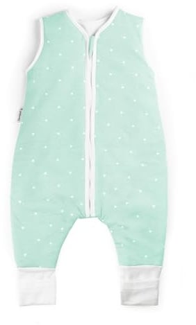 Ehrenkind® Babyschlafsack | Schlafsack mit Füßen 2.5 TOG | Bio-Baumwolle | Ganzjahres Schlafsack Baby Gr. 100 Farbe Mint mit weißen Sternen | Oeko-Tex | Schlafsack winter und Sommer Schlafsack Kinder