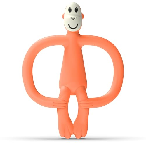 Matchstick Monkey Beißring Affe - Baby Zahnungshilfe - weiche Noppen massieren wundes Zahnfleisch - Silikon - BPA-frei - Greifling für Zahnen ab 3 Monaten - orange