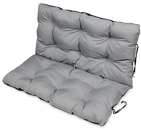 SuperKissen24. Sitzkissen Bankkissen Bankauflage für Gartenbank - 120x50 cm und Rückenlehne 120x60 cm - Outdoor und Indoor - grau