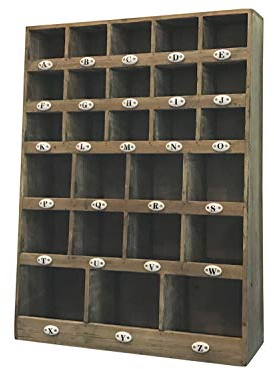 Chic Antique Sortierregal Aufbewahrung Dekoregal braun mit Porzellannummern 68x51x17 cm aus Tannenholz