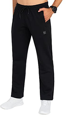 Imako Jogginghose Herren Baumwolle Trainingshose - Sporthose Jogginghosen Männer, Seitentaschen mit Reißverschluß Derek schwarz Gr. XL