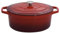ProCook Red Cast Iron Oval Casserole Dish with Self Basting Lid Enamel Coated Induction Compatible Modern Classic Cookware - 30cm / 6.2L