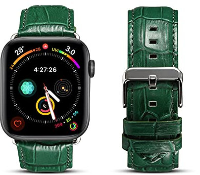 Correa de Reloj para Apple Watch SE Series 6 5 4 3 2 1, Correa de Cuero Patrón de Cocodrilo Compatible ​con iWatch 44/42mm 40/38 mm, Repuesto de Correa Reloj ​para Hombre y Mujer,Green,42/44mm