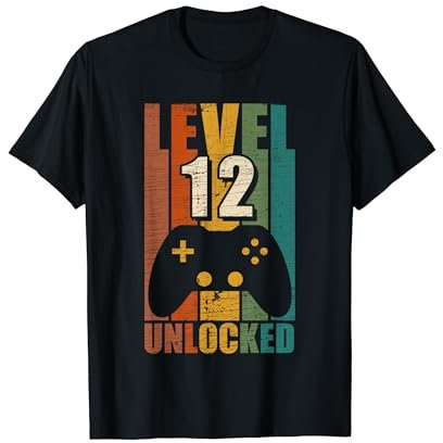 Gaming Vintage 12th Birthday Gift 12 Year Old Boy Girl Gamer T-Shirt