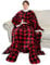 Catalonia Classy Tartan Wearable Sherpa Blanket with Sleeves and Foot Pocket, Soft Cosy Fleece Slankets for Women Warm Fluffy Plush Throws Winter TV Blanket for Sofa Couch 190 x 135 cm