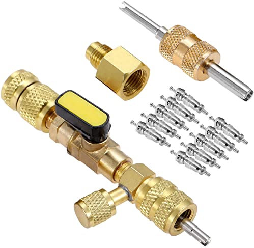 Hsthe Sea - Herramienta de instalación de válvula R410A R22 con Doble Puerto SAE 1/4 y 5/16 para Sistema de Aire Acondicionado R404A R407C R134A R12 R32