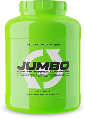 Scitec Nutrition Jumbo - Gain de poids hypercalorique - avec protéines multi-composants - matrice d'acides aminés - matrice métabolique - mélange de super-aliments, 3,52 kg, Fraise