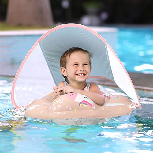 Hagar Baby Schwimmring, Baby Schwimmsitz Mit Abnehmbarem Sonnendach, Baby Schwimmtrainer Baby Schwimmhilfe Mit Sonnenschutz, Baby Float Aufblasbare Schwimmreifen Für Kinder Ab 3 Monate Bis 4 Jahre